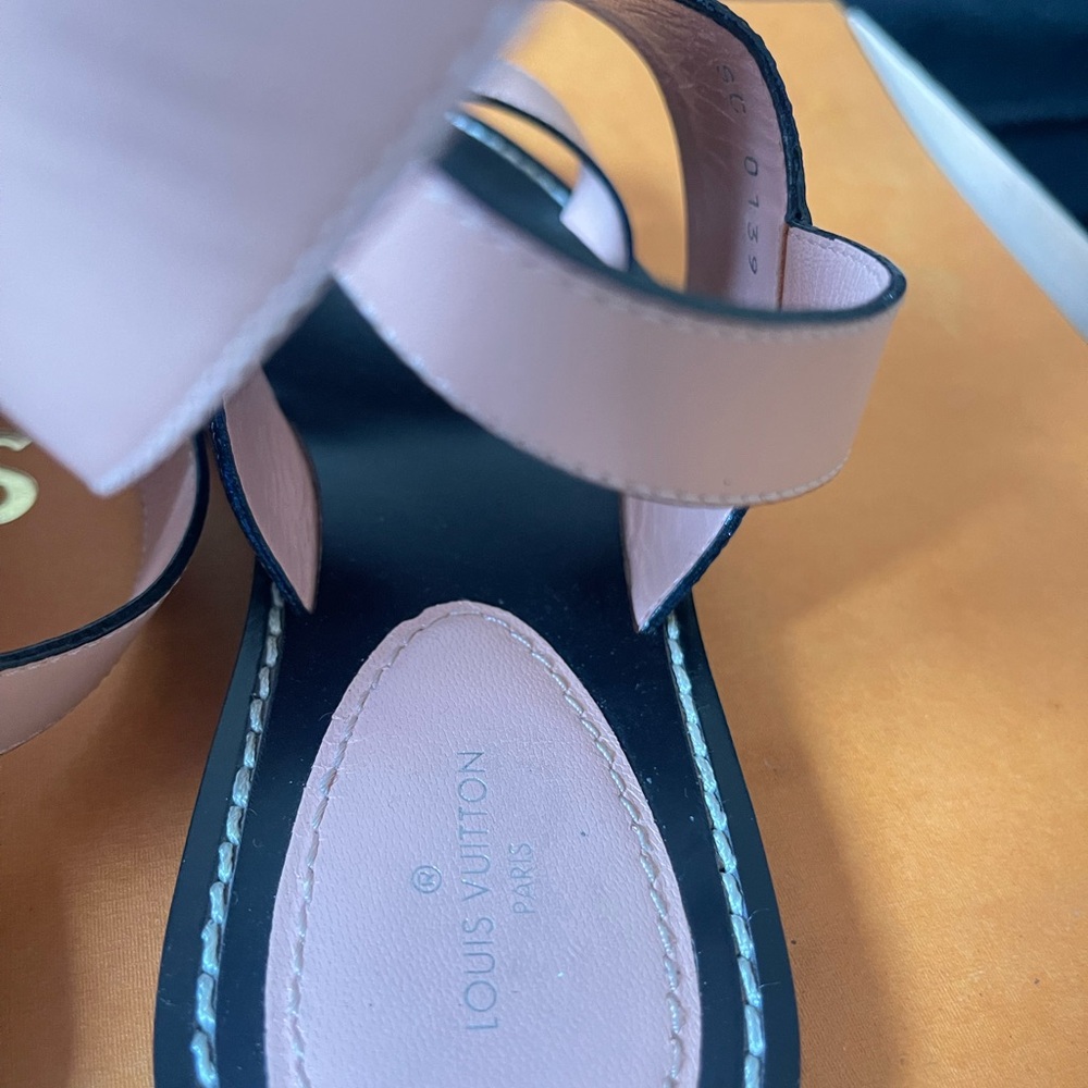 Louis Vuitton Calfskin Damier Ebene Passenger Flat Sandals - Picture 7 of 10